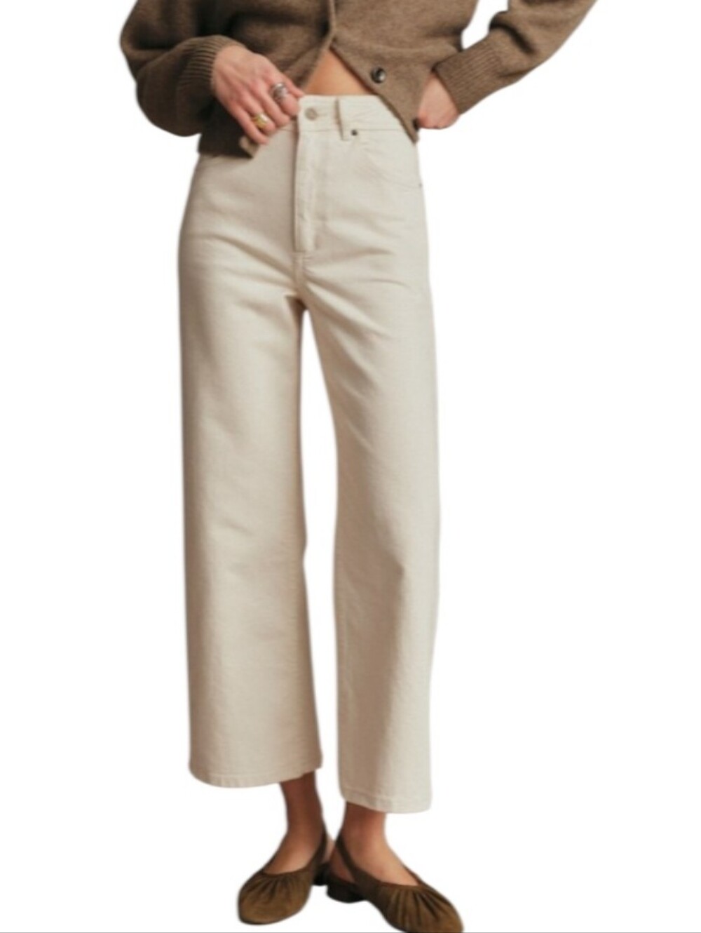 Sezane Denim Le Crop Wide-Leg High-Rise Jeans